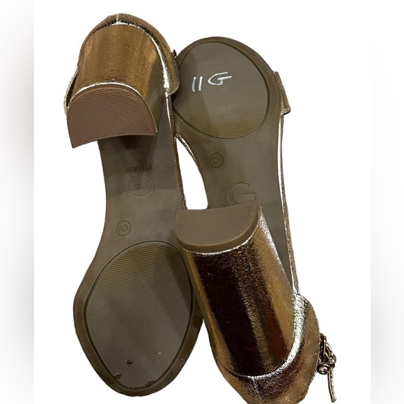 G by Guess Champagne Gold Shantel 3 Heel Strap Sandals, Size 10 - Picture 8 of 12
